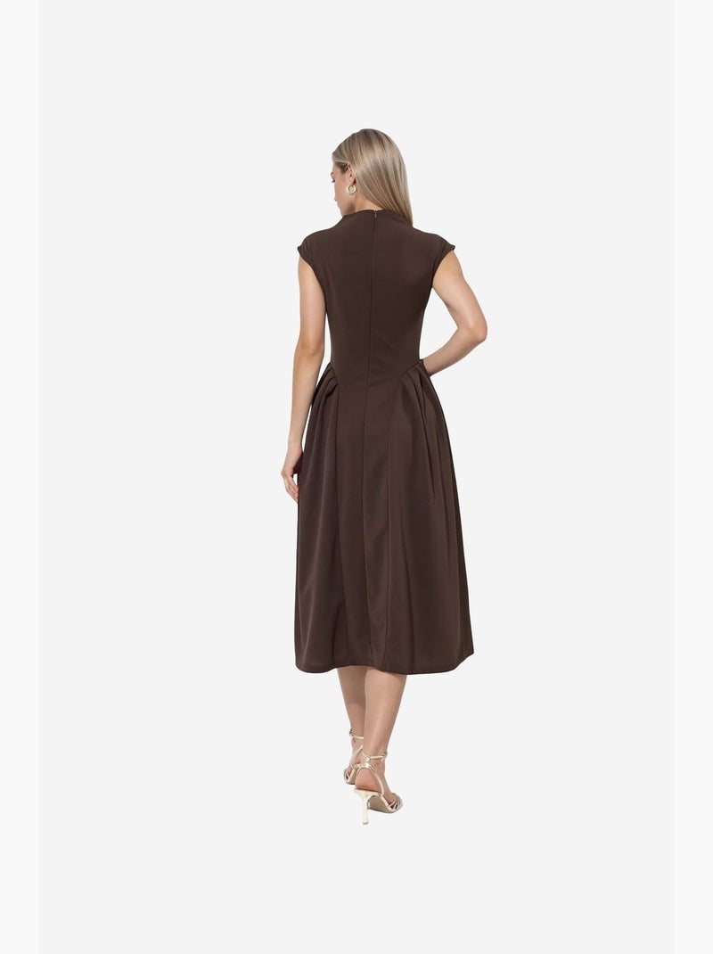 Robe midi texturée à empiècements busem Marron - Kiabi