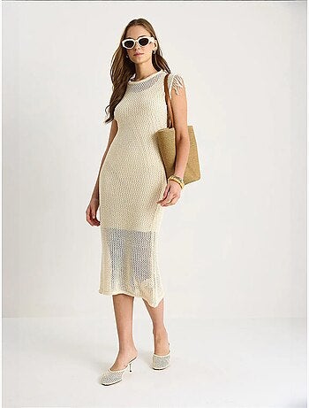 Robe midi texturée avec détails à volants lucci