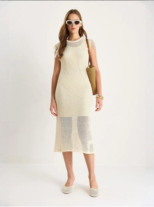 Robe midi texturée avec détails à volants lucci - Kiabi Robe midi texturée avec détails à volants lucci - Kiabi