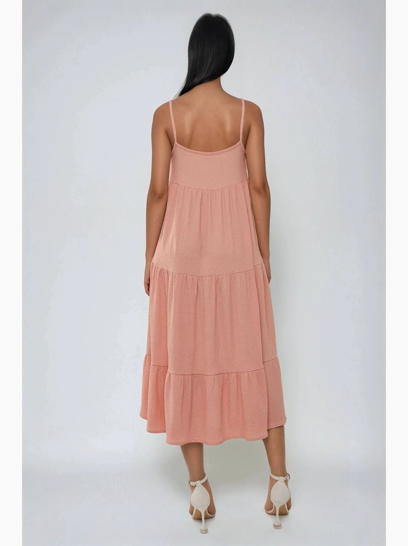 Robe midi texturée en a hiccup Rose - Kiabi