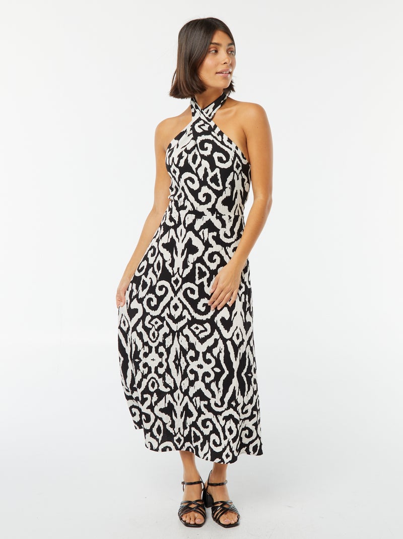 Robe midi tour de cou et dos nu BEIGE - Kiabi