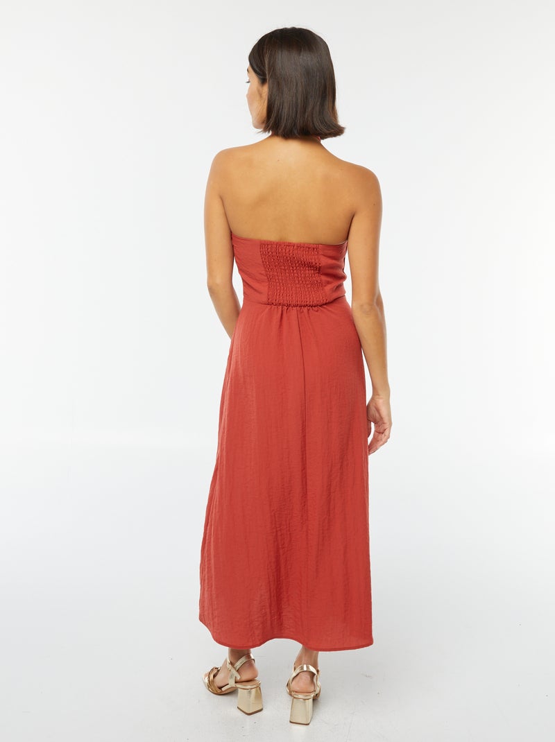Robe midi tour de cou et dos nu ORANGE - Kiabi