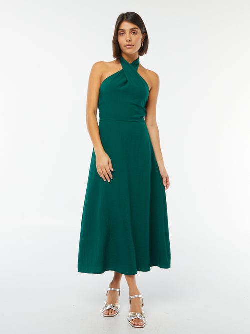 Robe midi tour de cou et dos nu - Kiabi