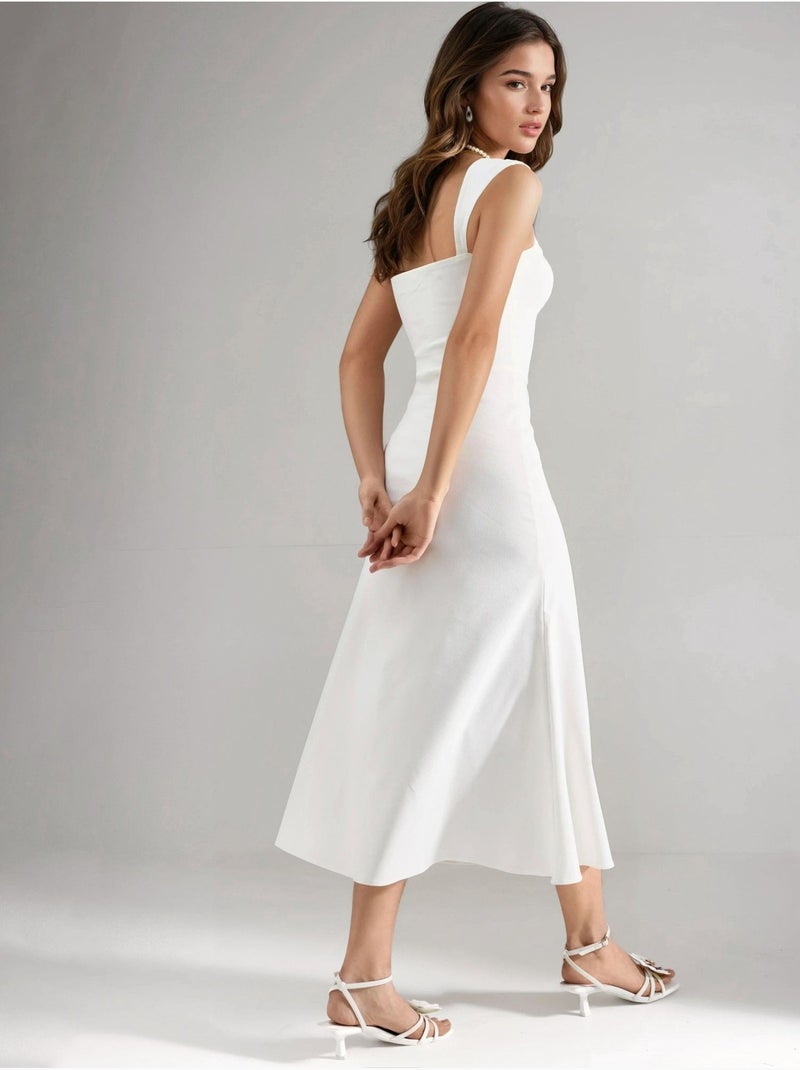 Robe midi trapèze à col cœur Blanc - Kiabi