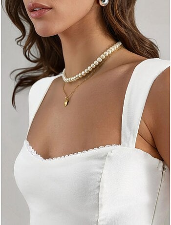 Robe midi trapèze à col cœur hiccup