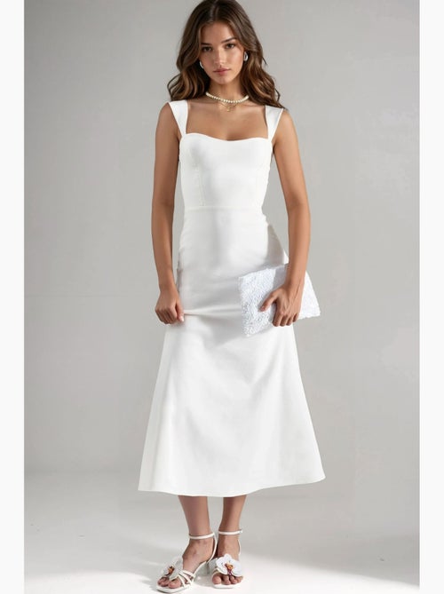 Robe midi trapèze à col cœur hiccup - Kiabi Robe midi trapèze à col cœur hiccup - Kiabi