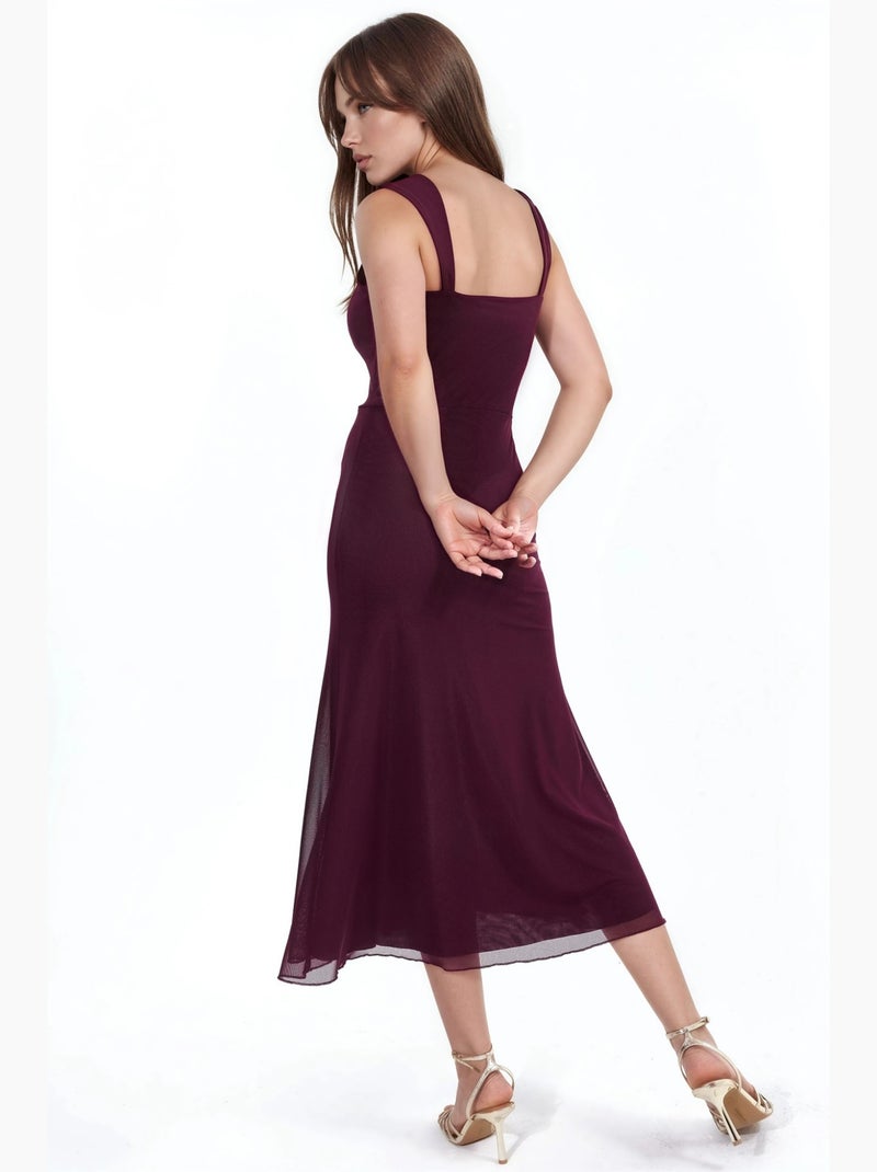 Robe midi trapèze à col cœur hiccup Rouge bordeaux - Kiabi