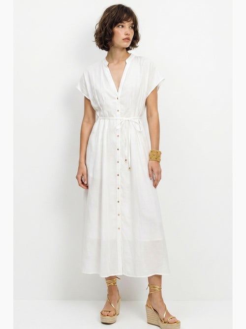 Robe midi trapèze à col v et boutons lucci - Kiabi Robe midi trapèze à col v et boutons lucci - Kiabi