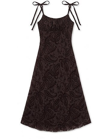 Robe midi trapèze à motifs et col en u hiccup