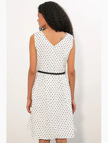 Robe midi trapèze à pois avec ceinture bdart