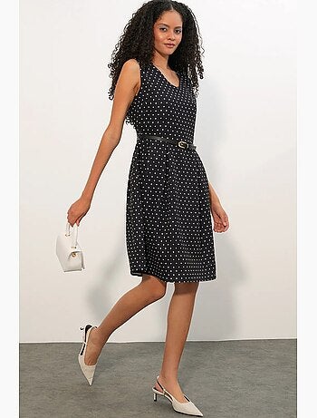 Robe midi trapèze à pois avec ceinture bdart
