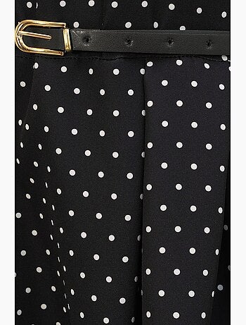 Robe midi trapèze à pois avec ceinture bdart
