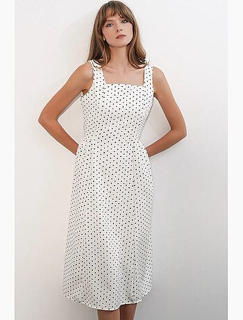 Robe midi trapèze à pois bdart
