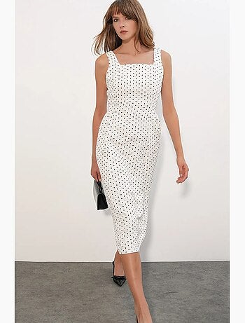 Robe midi trapèze à pois bdart