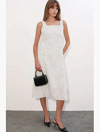 Robe midi trapèze à pois bdart