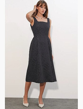 Robe midi trapèze à pois bdart