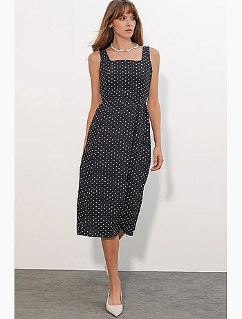 Robe midi trapèze à pois bdart
