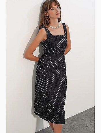 Robe midi trapèze à pois bdart