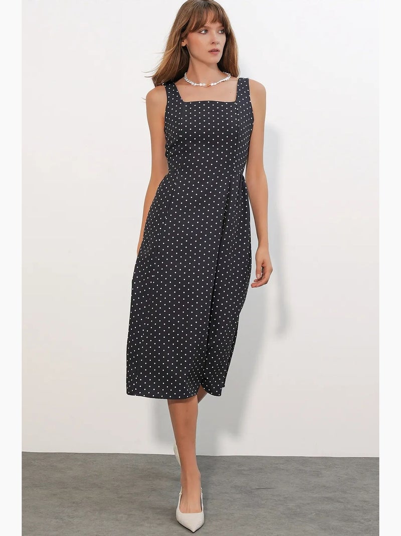 Robe midi trapèze à pois bdart Noir - Kiabi