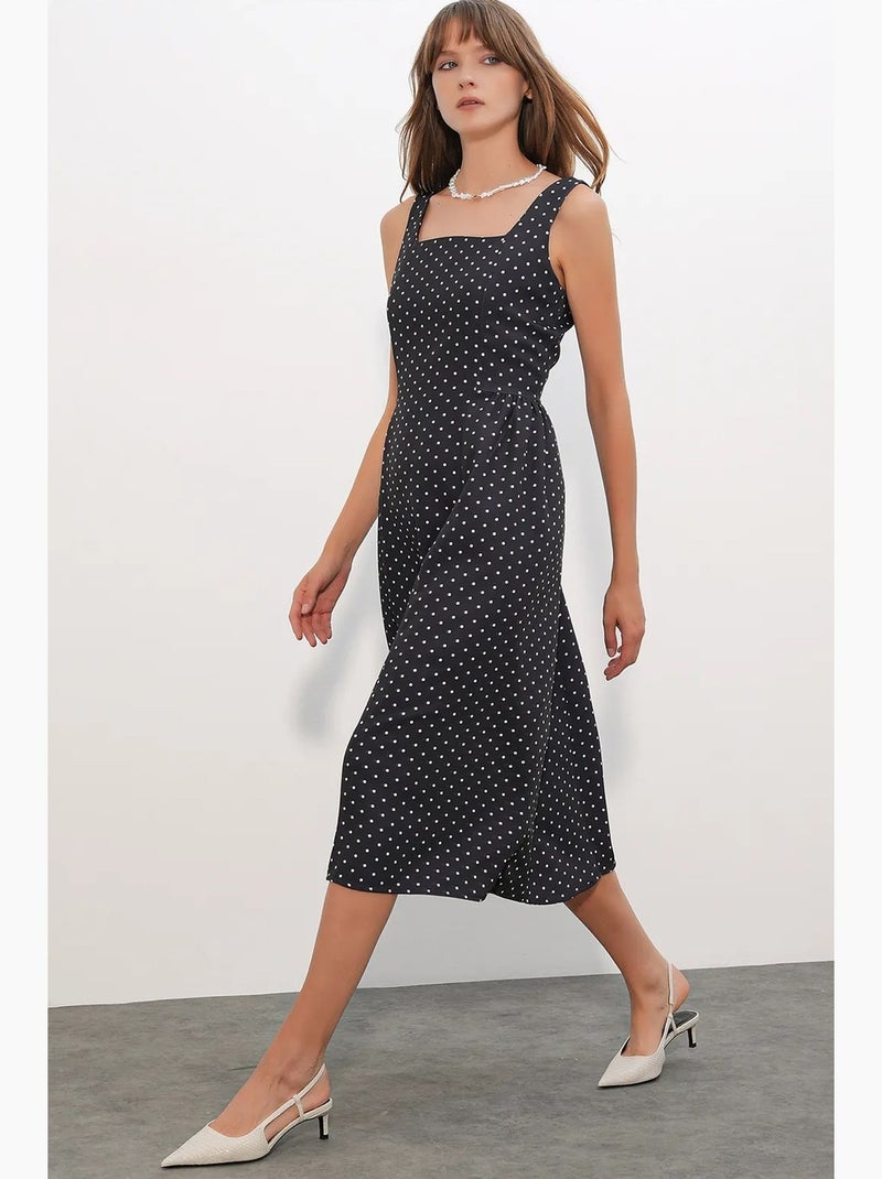 Robe midi trapèze à pois bdart Noir - Kiabi