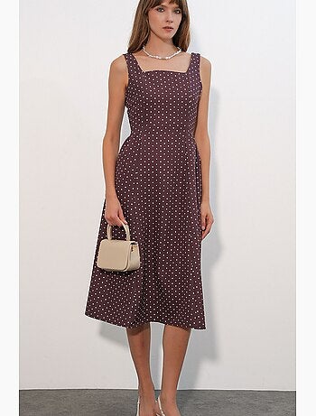 Robe midi trapèze à pois bdart