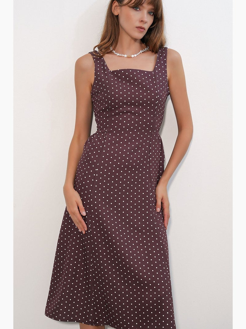 Robe midi trapèze à pois bdart Rouge bordeaux - Kiabi