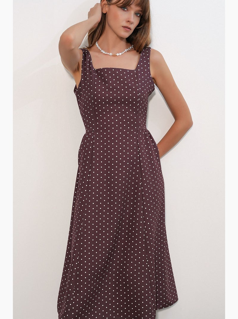 Robe midi trapèze à pois bdart Rouge bordeaux - Kiabi