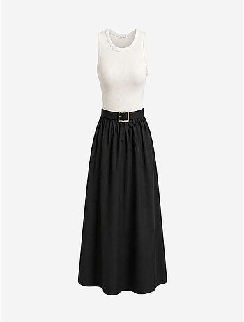 Robe midi trapèze avec ceinture mixray