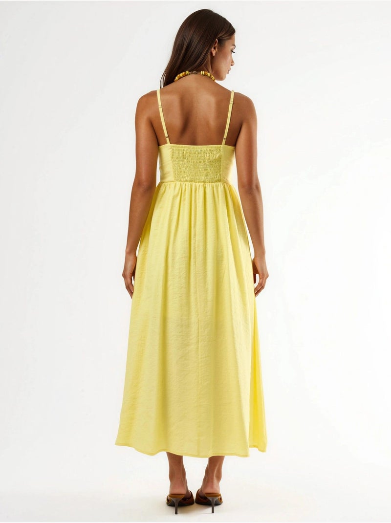 Robe midi trapèze avec détail accessoire busem Jaune citron - Kiabi