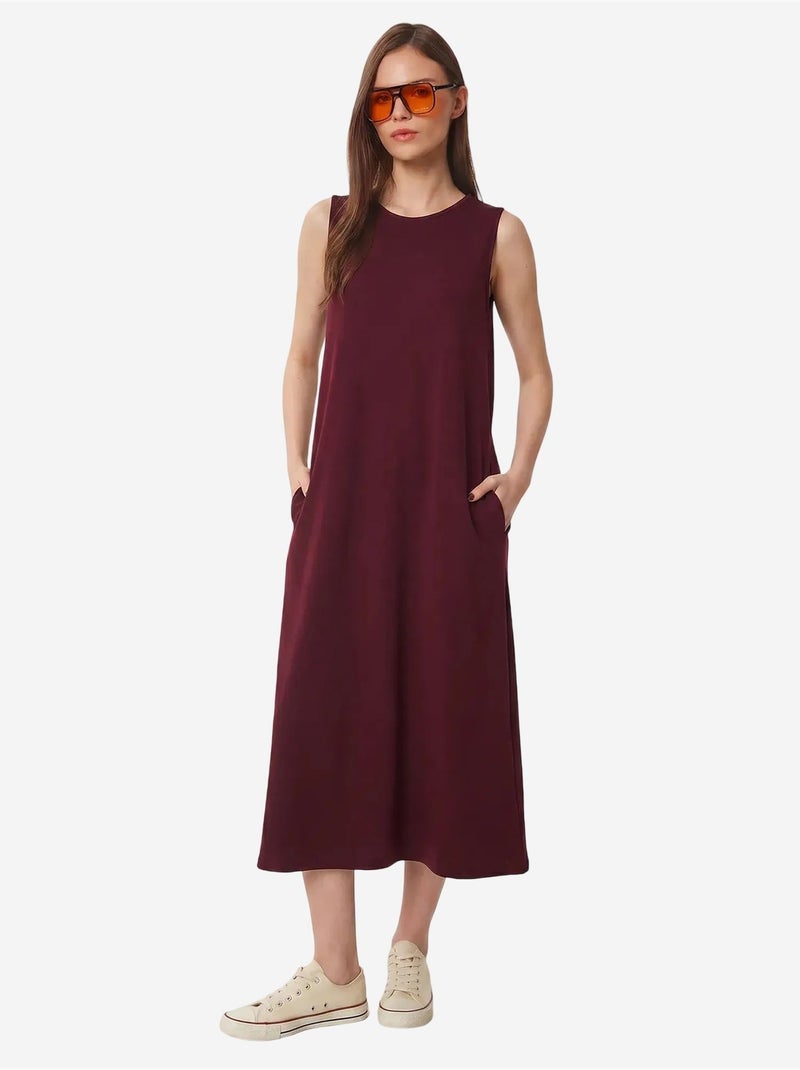 Robe midi trapèze avec poche istanbul Rouge bordeaux - Kiabi