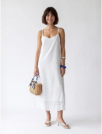 Robe midi trapèze brodée mixray