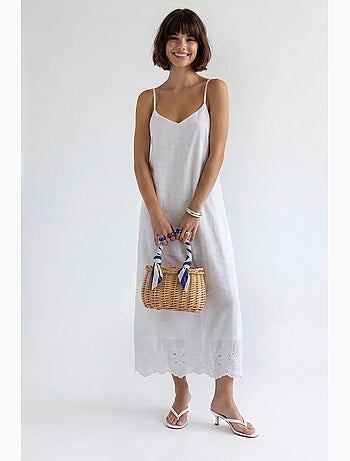 Robe midi trapèze brodée mixray