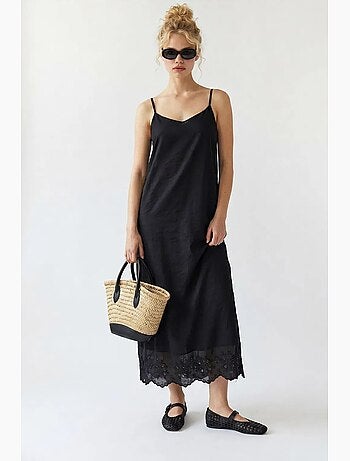 Robe midi trapèze brodée mixray