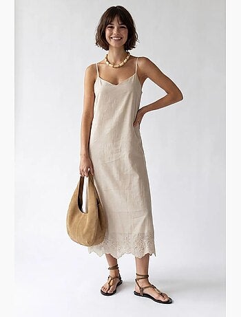 Robe midi trapèze brodée mixray