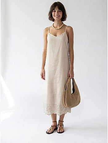 Robe midi trapèze brodée mixray