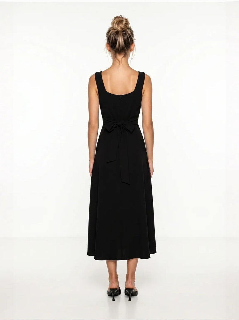 Robe midi trapèze en popeline de coton istanbul Noir - Kiabi