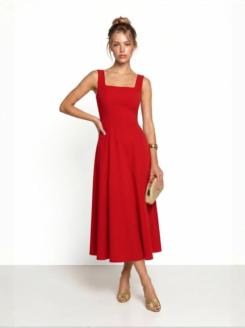 Robe midi trapèze en popeline de coton istanbul - Kiabi