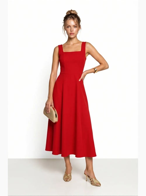 Robe midi trapèze en popeline de coton istanbul - Kiabi