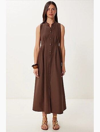 Robe midi trapèze sans manches à col mandarin istanbul