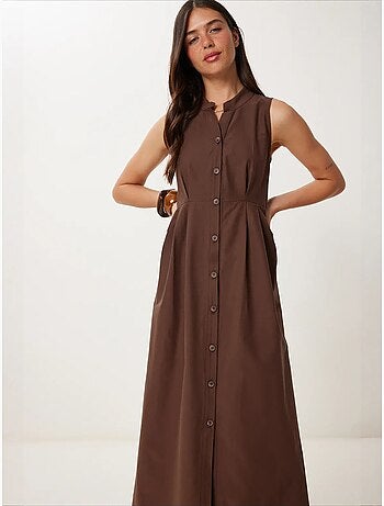 Robe midi trapèze sans manches à col mandarin istanbul