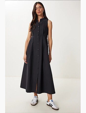 Robe midi trapèze sans manches à col mandarin istanbul