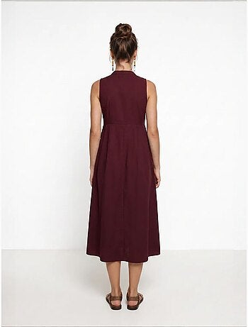Robe midi trapèze sans manches à col mandarin istanbul