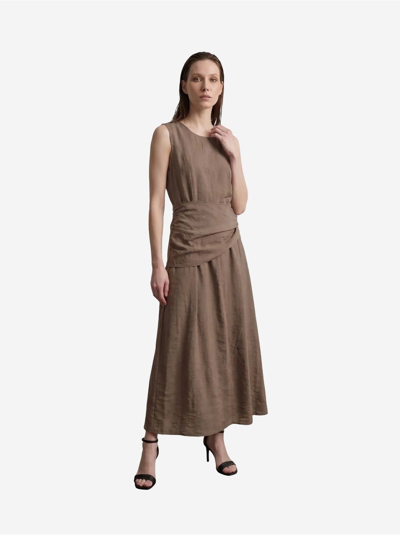 Robe midi trapèze sans manches my fashion Taupe - Kiabi