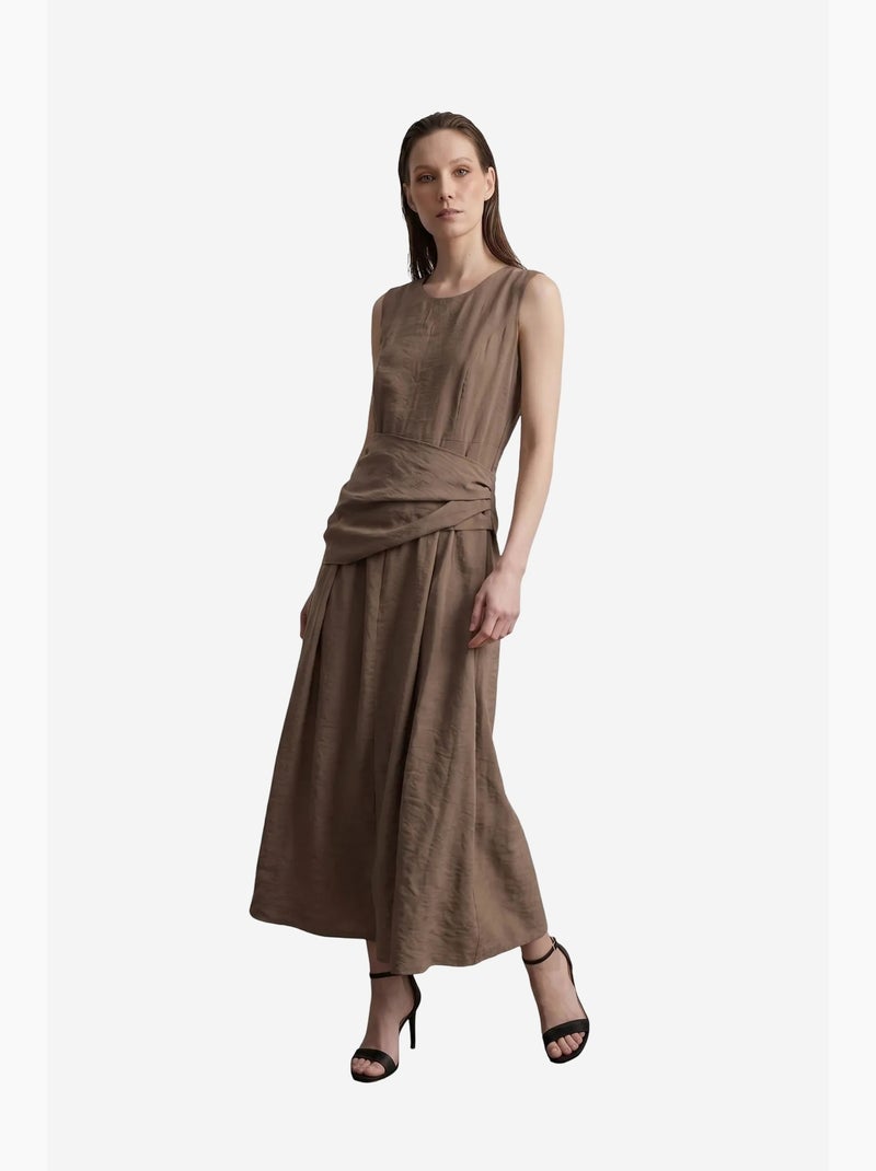 Robe midi trapèze sans manches my fashion Taupe - Kiabi
