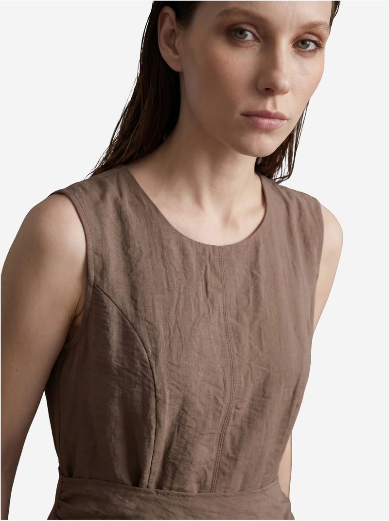 Robe midi trapèze sans manches my fashion Taupe - Kiabi