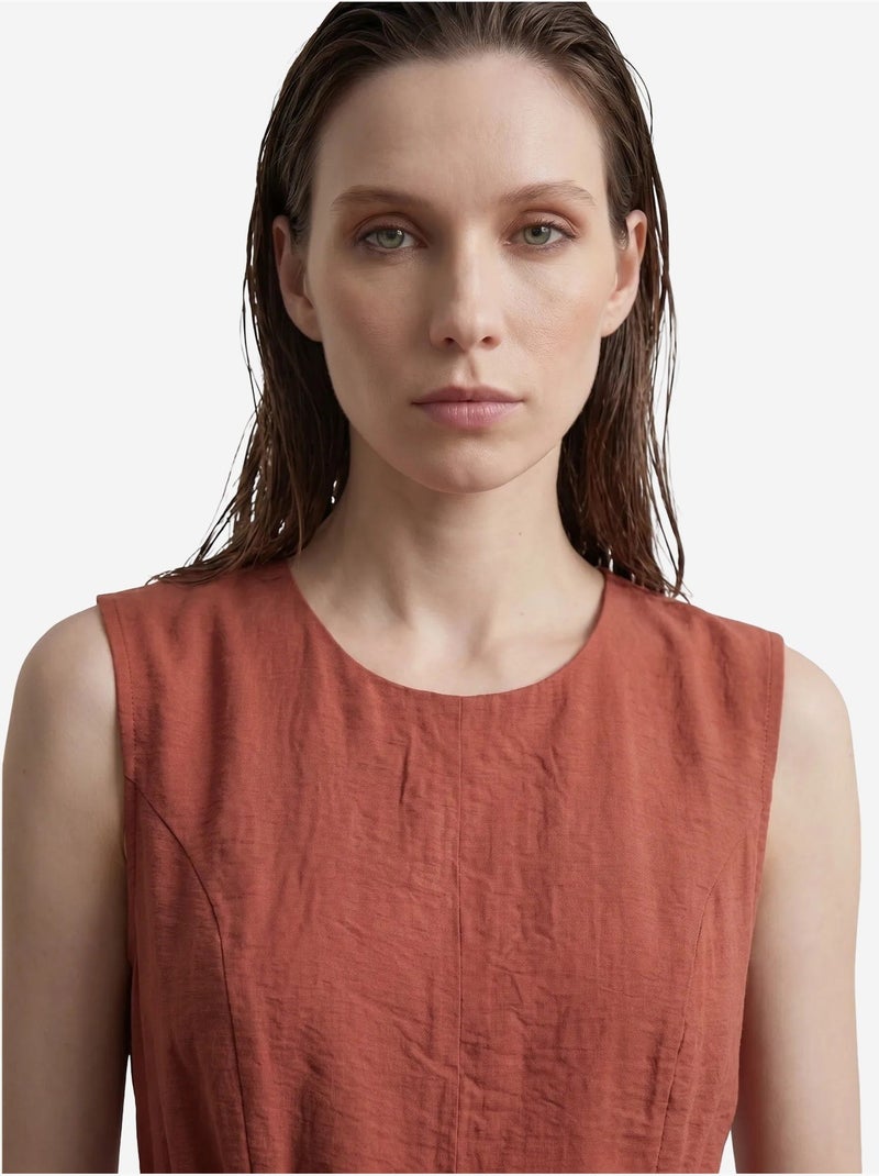 Robe midi trapèze sans manches my fashion Terracotta - Kiabi