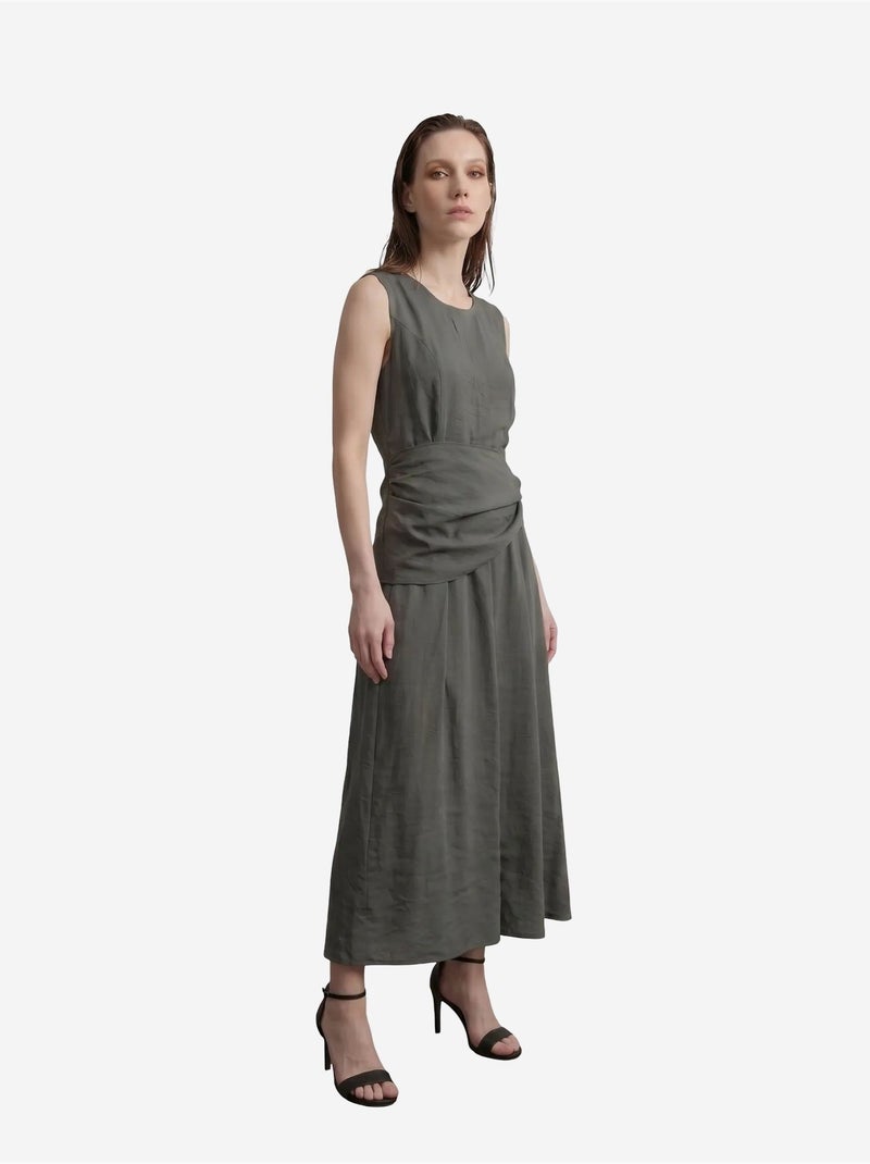 Robe midi trapèze sans manches my fashion Vert kaki - Kiabi