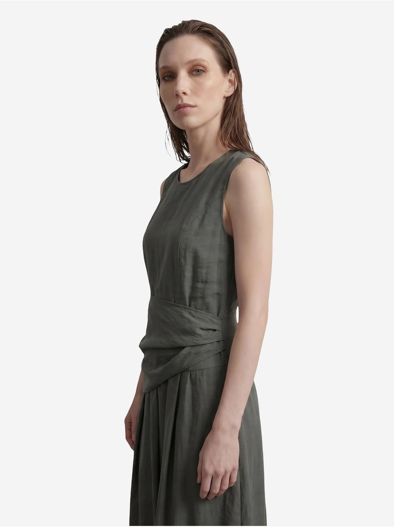 Robe midi trapèze sans manches my fashion Vert kaki - Kiabi