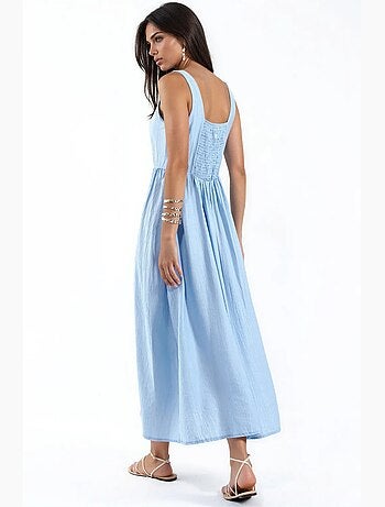 Robe midi unie à col carré busem