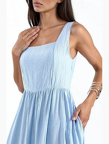 Robe midi unie à col carré busem